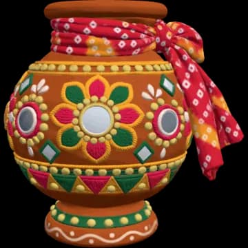 Gujarati souvenir: mirror-work pot
